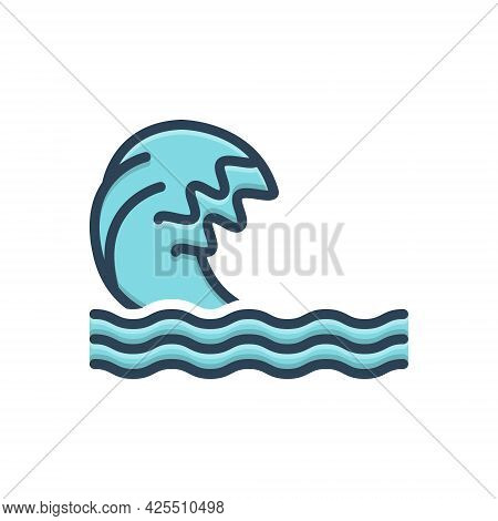 Color Illustration Icon For Wave Ripple Backwash Surf Flood