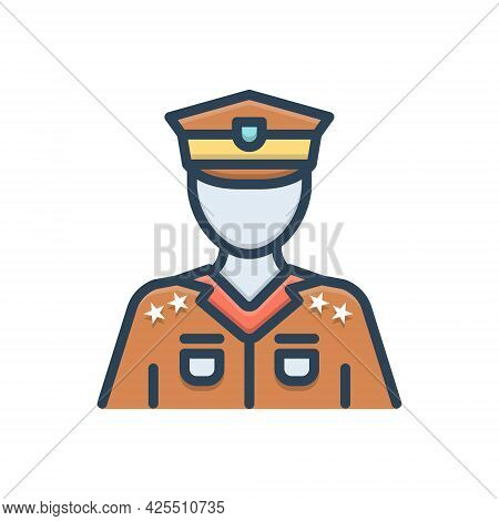 Color Illustration Icon For Police Police-force Constabulary Person Law Guard
