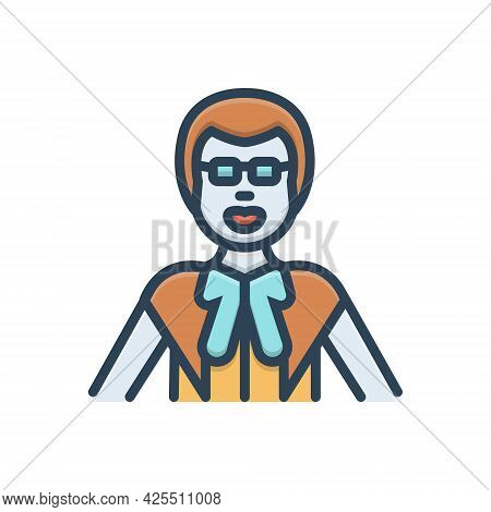 Color Illustration Icon For Lawyer Jurist Justiciary Man Corporate Consultation