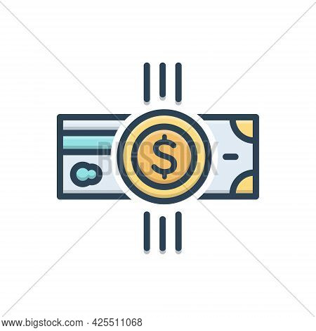 Color Illustration Icon For Payment Salary Pay Wage Emolument Money
