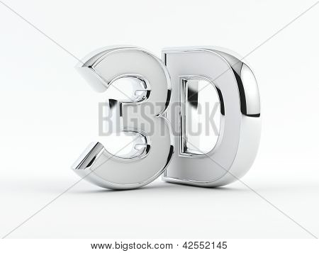 Kolme kolmiulotteinen - 3D-teksti - Chrome jäsennys