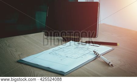 Architect Engineer Contractor Design Working Drawing Sketch Plan Blueprint And Making Architectural 
