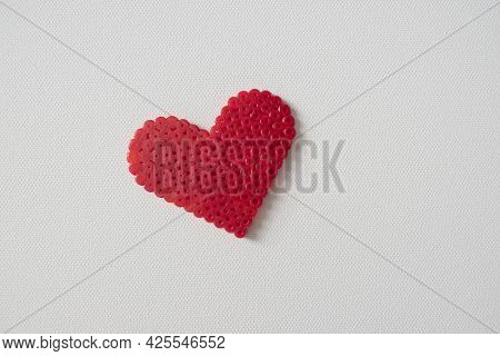 Thermo Mosaic Ready-made Figurines In The Form Heart Red On White Background