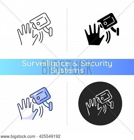 Motion Detection Camera Icon. Security Control. Detecting Human Movement. Sensitivity Level. Motion 