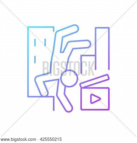 Parkour Videos Gradient Linear Vector Icon. Shooting Footage For Action Motion Picture. Videography.