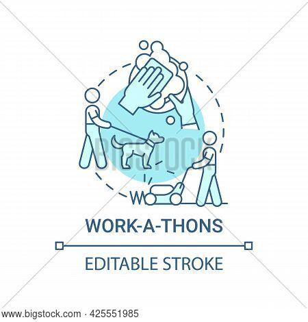 Work-a-thons Fundraiser Concept Icon. Fundraising Appeal Abstract Idea Thin Line Illustration. Commu