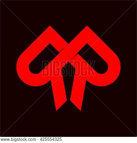 Initial Letter R, Rr, Rm Or Mr Logo Template With Geometric Mask Line Art Illustration In Flat Desig