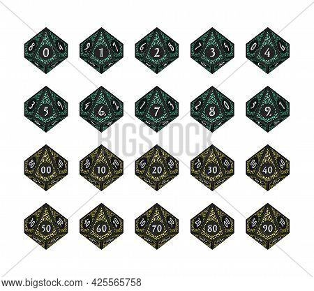 D10 Dice For Boardgames, Numbered Faces From Top View