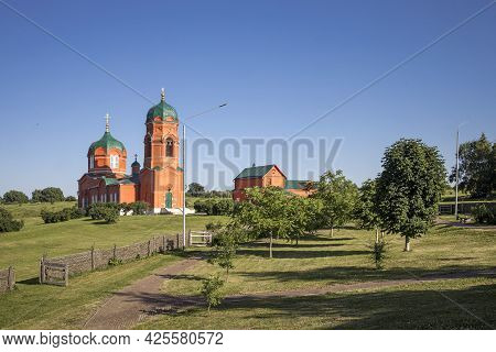 Monastyrshchino, Yepifan, Tula , Russia - June 8, 2021: The Stone Church On Kulikovo Field In The Ne