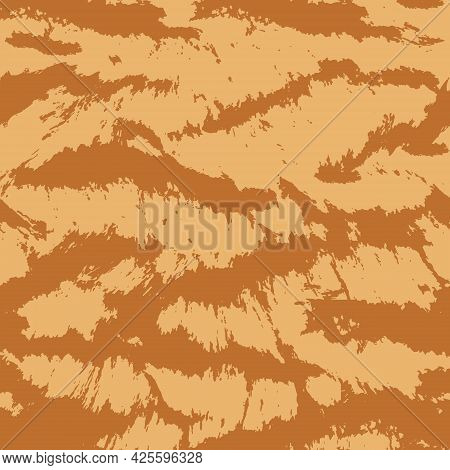 Seamless Natural Wild Cat Skin Pattern With Stripes In Warm Beige And Ochre Brown Colors