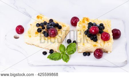 Cottage Cheese Casserole With Berries. Сurd Pie.
