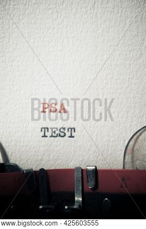 Psa test phrase written with a typewriter.