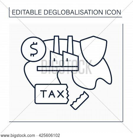 Protectionism Line Icon. Protects Domestic Industries From Foreign Ones .protectionist Trade Policie