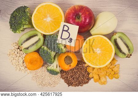 Nutritious Food As Source Vitamin B3, Dietary Fiber And Natural Minerals, Concept Of Healthy Lifesty