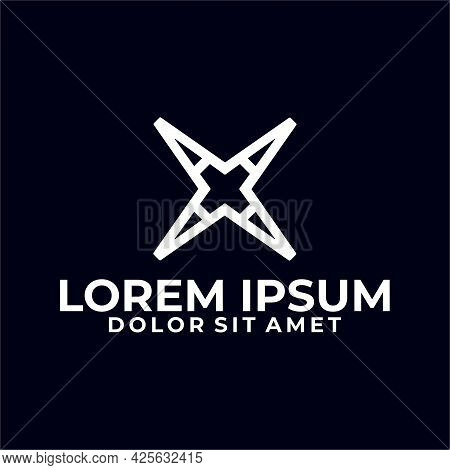Initial Letter A, X, A4 Or 4a Logo Template With Geometric Cross Line Art Illustration In Flat Desig