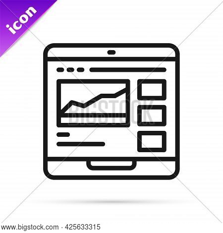 Black Line Trading Courses Icon Isolated On White Background. Distance Learning Finance Management, 