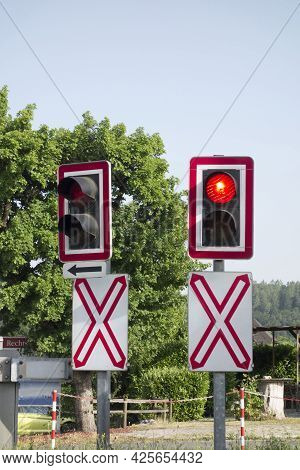 Railroad Crossing In Train Traffic