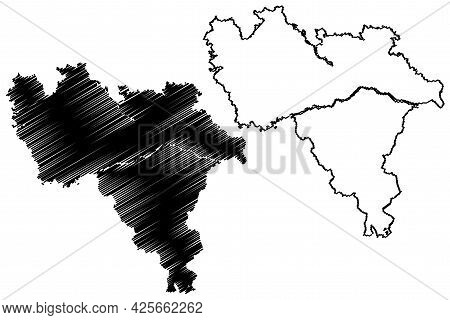 Pavia Province (italy, Italian Republic, Lombardy Region) Map Vector Illustration, Scribble Sketch P