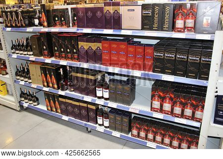 Kyiv, Ukraine - September 15, 2020: Hennessy Extra Old Cognac On Store Shelf At Kyiv, Ukraine - Sept