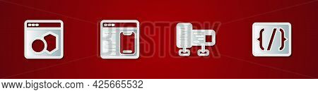Set Software, , Computer Monitor Screen And Programming Language Syntax Icon. Vector