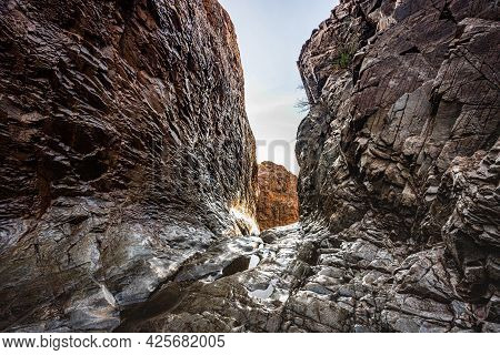 Rocky Drop Off Of The Window Smoothed By Years Of Water Erosion In Big Bend National Park