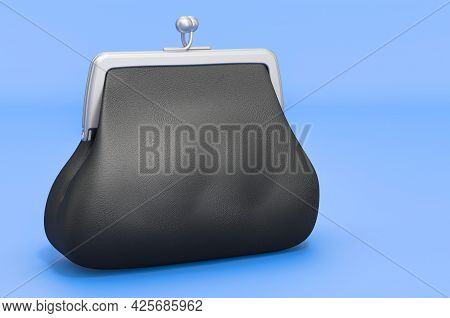 Dlack Purse On Blue Background, 3d Rendering