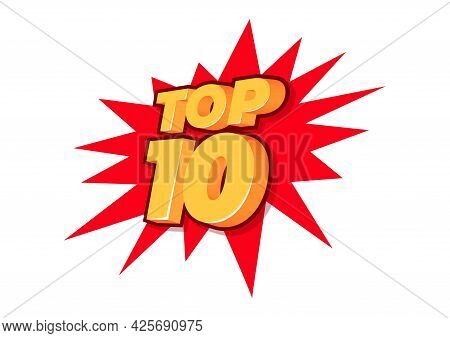 Top 10. Best Ten List. 3d Orange Word On Red Background.