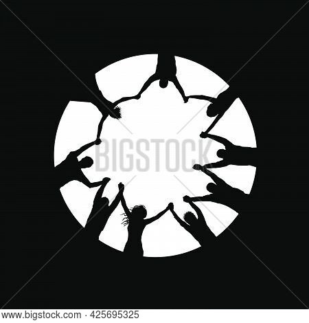 People Hold Hands In A Spirit Of Togethernes
