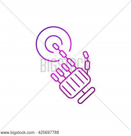 Bio Mechanical Arm Push Button Outline Icon. Exoskeleton And High Tech Technology. Cyberpunk Concept