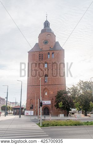 Gorzow Wielkopolski, Poland - June 1, 2021: Tower Of St. Mary's Cathedral.