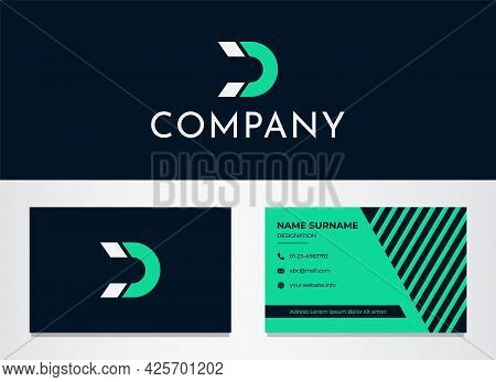Logo And Business Card Design For A Magnet Company. Letter D And Magnet Shape Are Combined. Clean An
