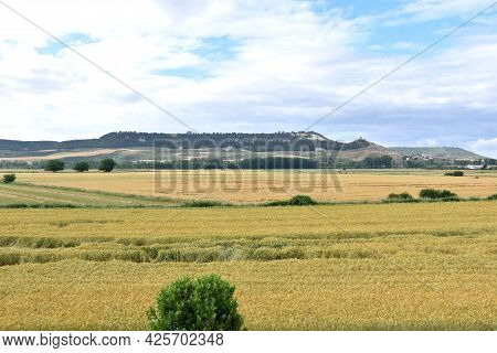 Viewpoint Of The Plain Of The Pisuerga River. Cereal Fields Of Castilla Y Leon, Spain.