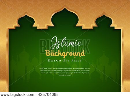 Islamic Background Design With Mosque Illustration Ramadan Kareem. Can Be Used For Greetings Card, B