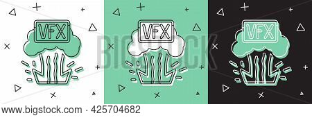 Set Vfx Icon Isolated On White And Green, Black Background. Vector