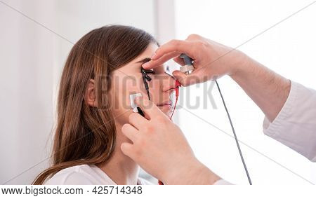 Patient Nerves Testing Using Electromyography At Medical Center