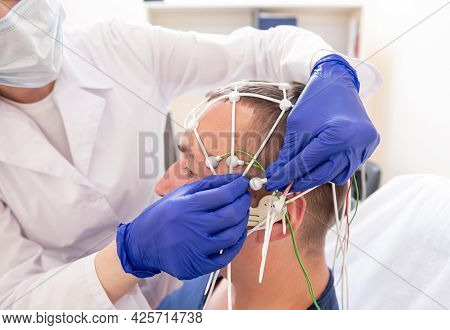 Patient Brain Testing Using Encephalography At Medical Center