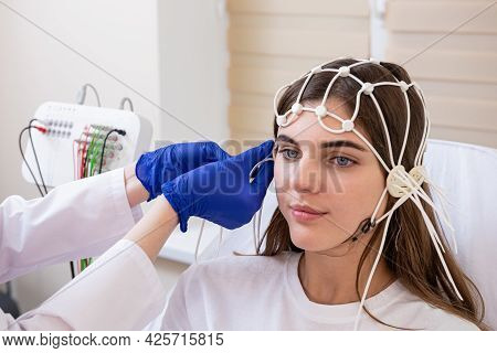Patient Brain Testing Using Encephalography At Medical Center