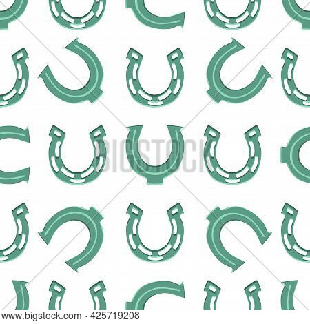 Illustration On Theme Irish Holiday St Patrick Day, Seamless Horseshoes