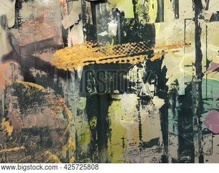 Grunge dirty texture wall with ragge paper and gold element. .Abstract background.