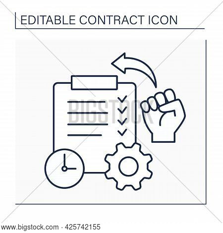Ratification Line Icon. Action Of Signing Or Giving Formal Consent To Treaty, Contract, Or Agreement