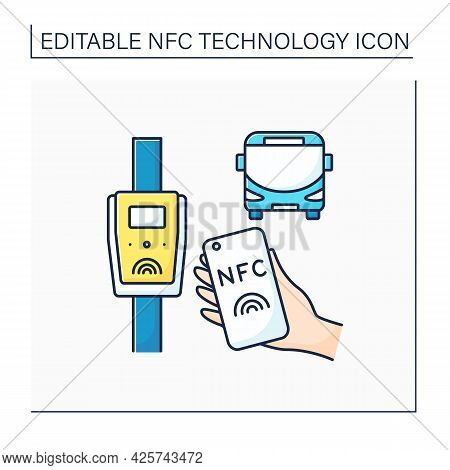 Nfc Color Icon. Public Transport Payment System. Near Field Communication. Contactless Payment Conce