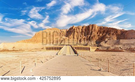 The Mortuary Temple Of Hatshepsut Or The Djeser-djeseru Panorama, Luxor, Egypt