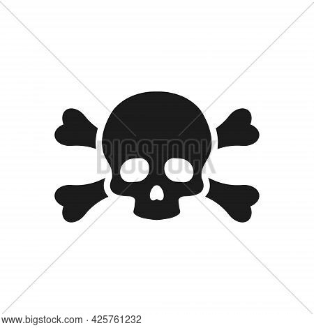 Skull With Crossed Bones. Vector Illustration On Withe Background.