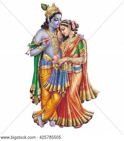 God Radhakrishna, Indian Lord Krishna, Indian Mythological Image Of Radhakrishna