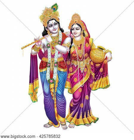 God Radhakrishna, Indian Lord Krishna, Indian Mythological Image Of Radhakrishna