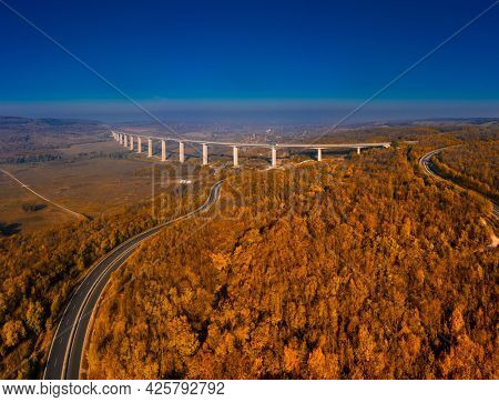 Balaton Hungary longest bridge in the country by drone