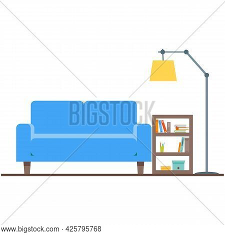 Living Room With Sofa Design Interior Vector Isolated
