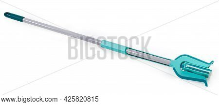 Flat Wet Mop With Metal And Plastic Handle And Working Part Folded In Half Via The Special Clamp On 