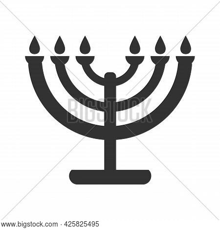 Menorah Hanukkah Vector Icon. Holiday Religion, Jewish Festival Of Lights.