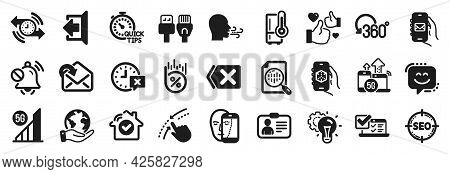 Set Of Technology Icons, Such As Refrigerator, Smile Face, Online Survey Icons. Save Planet, Sign Ou